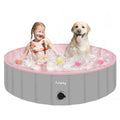Furrybaby Dog Pool, Kiddie Pool Hard Plastic Foldable Dog Pools for Large Dogs Portable Pet Doggie Wading Swimming (Pink 47'') I
