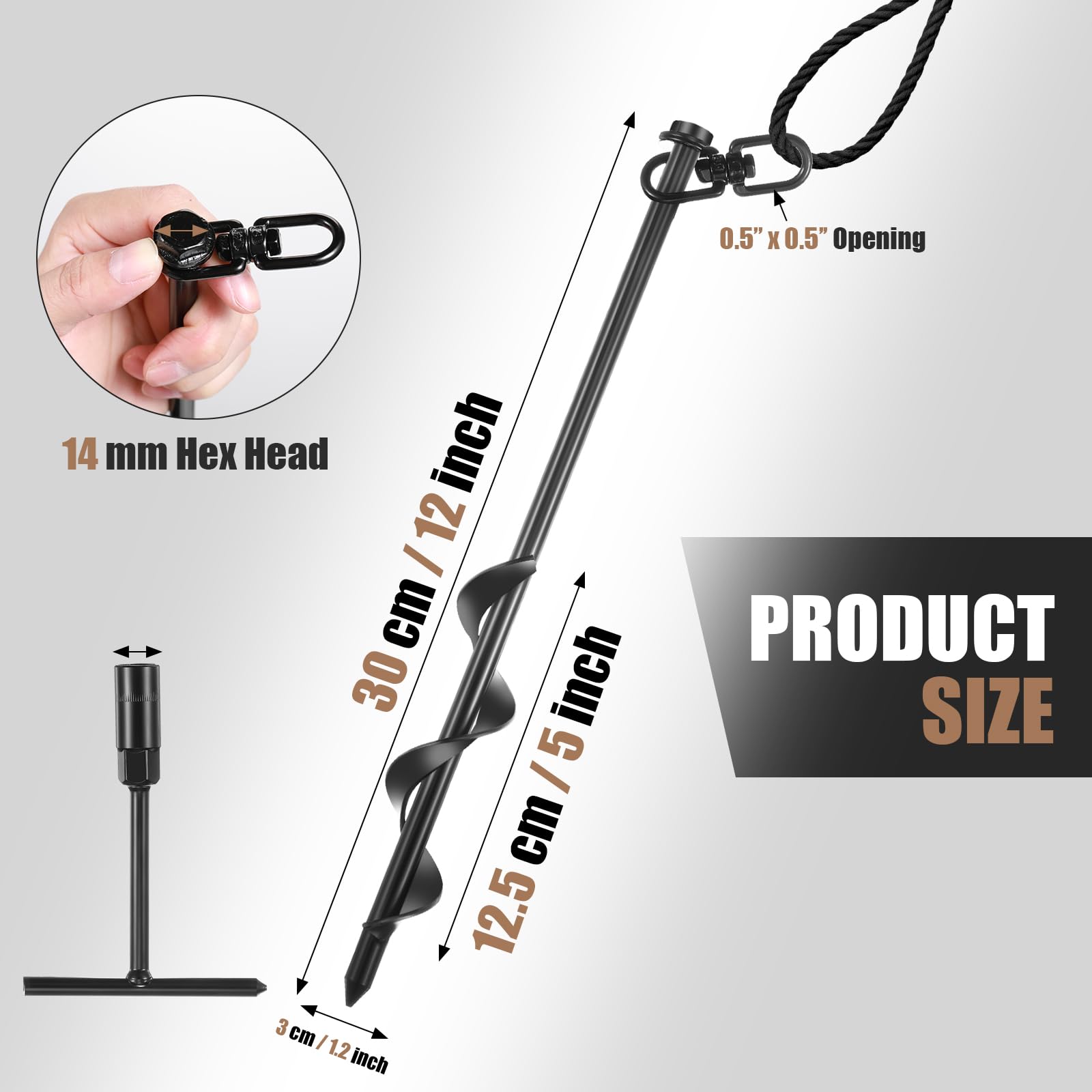 Reginary 24 Pcs Ground Anchors Screw In Tent Stakes Heavy Duty Trampoline Anchors High Wind For Camping Canopy Carport Sheds Bea