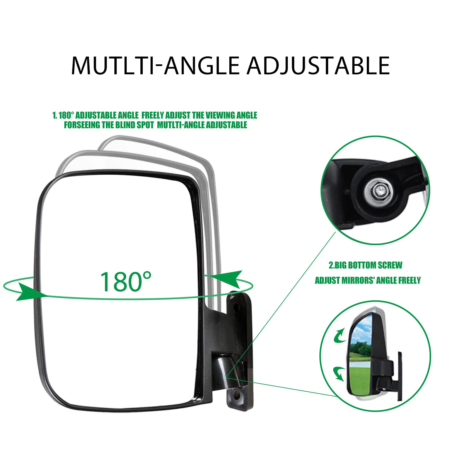 Shuran Golf Cart Mirror Universal Golf Cart Side Mirrors With Turn Signal Light Rear View Mirrors For Club Car Ezgo Yamaha