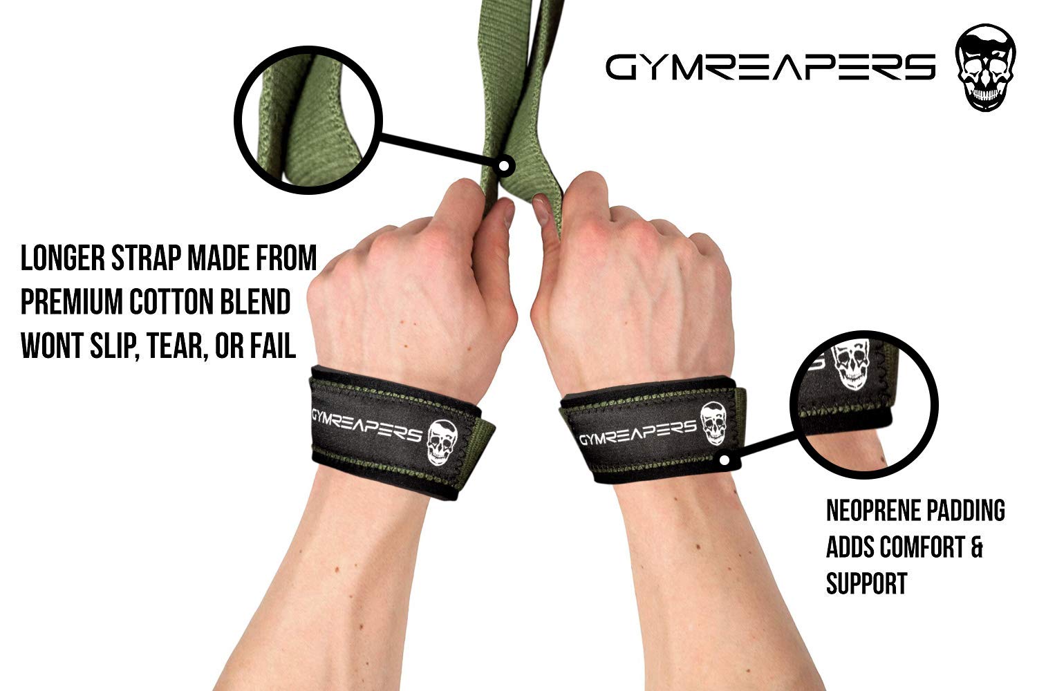Lifting Wrist Straps For Weightlifting, Bodybuilding, Powerlifting, Strength Training, & Deadlifts - Padded Neoprene With 18'' C