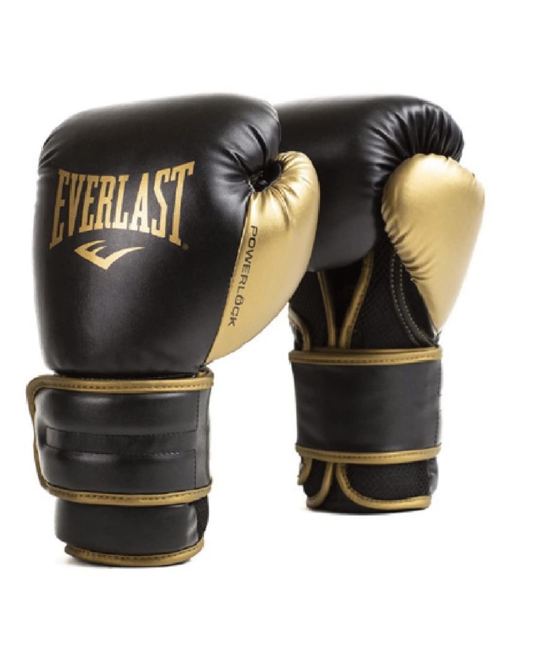Everlast Powerlock2 Boxing Gloves Black/Gold 12oz  Enhanced Performance and Style. Ideal Training Gloves for Boxing