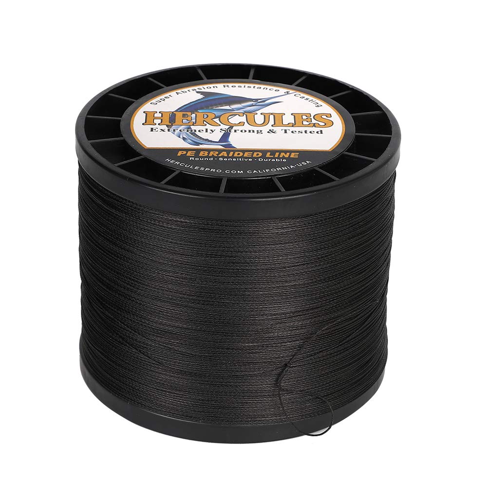 Hercules Braided Fishing Line 2000M 2187Yds 10Lbs-200Lbs Pe Superline 8 Strands (Black 90Lb/40.8Kg 0.50Mm)