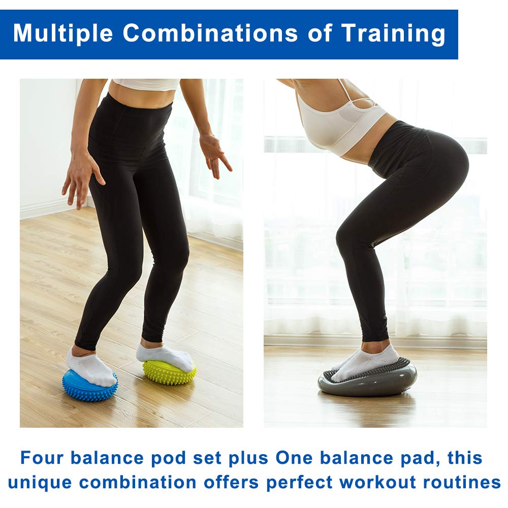 Strongtek Hedgehog Balance Pods With Hand Pump, Stability Balance Trainer Dots Plus Large Balance Pad, Core Body Balancing, Infl