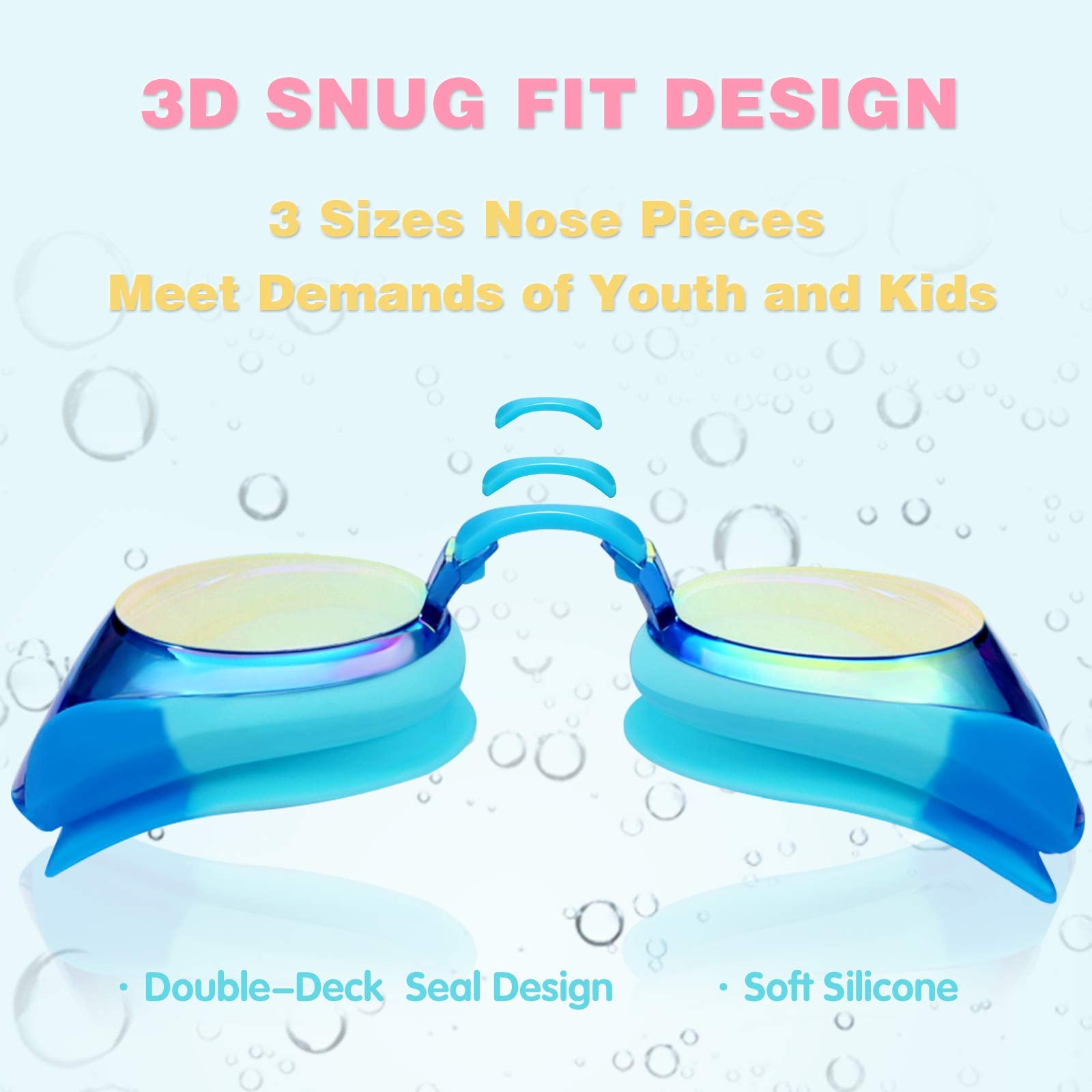 Keary 2 Pack Kids Swim Goggles Swimming Goggles For Toddler Children Girls Boys Youth, Anti-Fog Waterproof Anti-Uv Clear Vision
