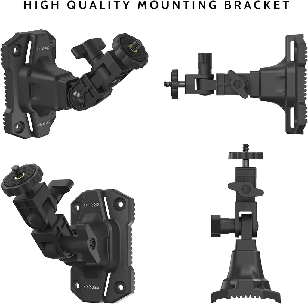 Camojojo Trail Cameras Mounting Bracket With 1/4 -20 Threaded Insert 360Rotating Adjustable Holder For Outdoor Hunting Gear Acce