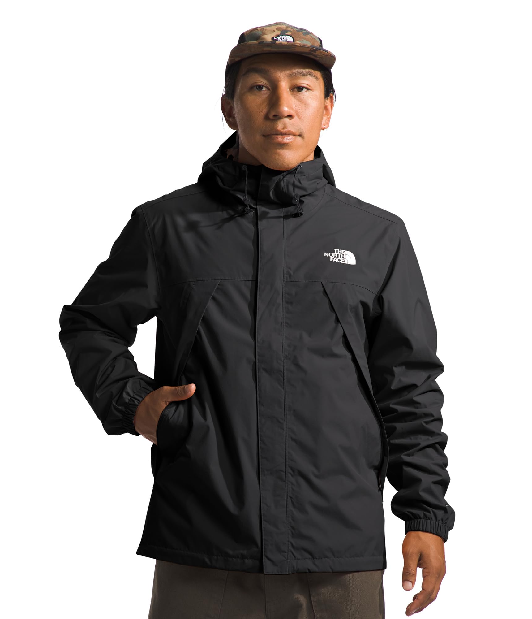 The North Face Mens Antora Jacket (Standard & Big Size) - Waterproof & Windproof Rain Coat, Secure Zip Hand Pockets, TNF Black-