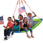 Giant 700Lb 60 Inch Saucer Tree Swing For Kids Adults - Green Weight Capacity Durable Steel Frame Waterproof Adjustable Ropes Ea