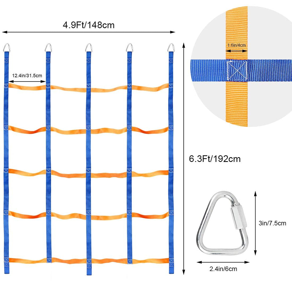 Climbing Net For Kids Outdoor, Portable Ninja Cargo Net Rope Ladder Monkey Bars For Ninja Slackline, Jungle Gyms, Swing Set, Nin