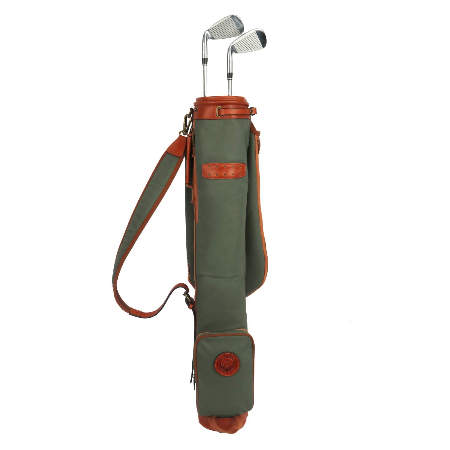 Tourbon Vintage Golf Club Carry Bags Travel Case - Canvas and Leather (33 Golf Carry Bag - Green)