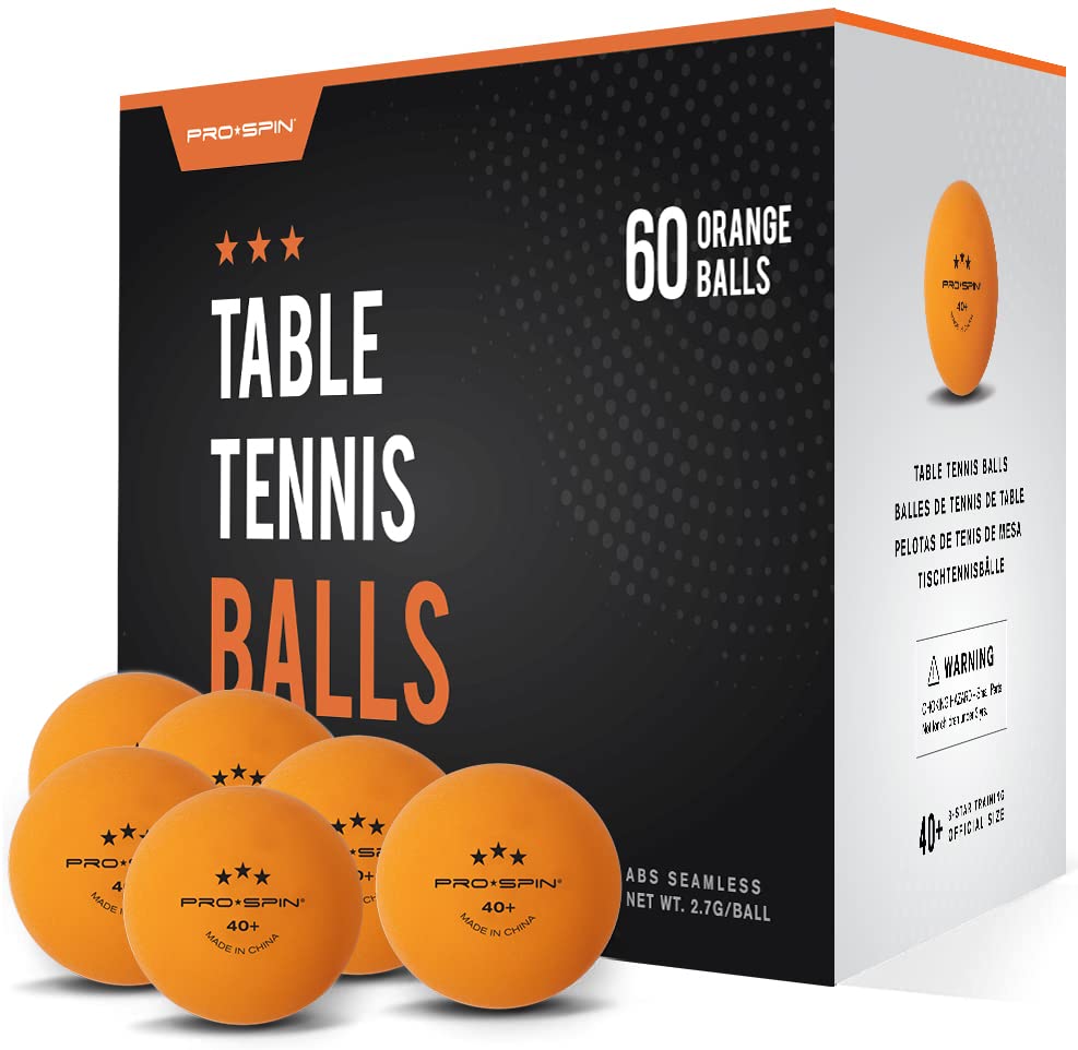 Pro Spin Ping Pong Balls - Orange 3-Star 40+ Table Tennis Balls (Pack Of 60) | High-Performance Abs Training Balls | Ultimate Du