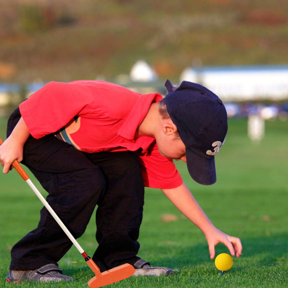 Konday Kids Golf Clubs Set Children Golf Set Yard Sports Tools Three Clubs With Carry Bag And Soft Balls (Orange)