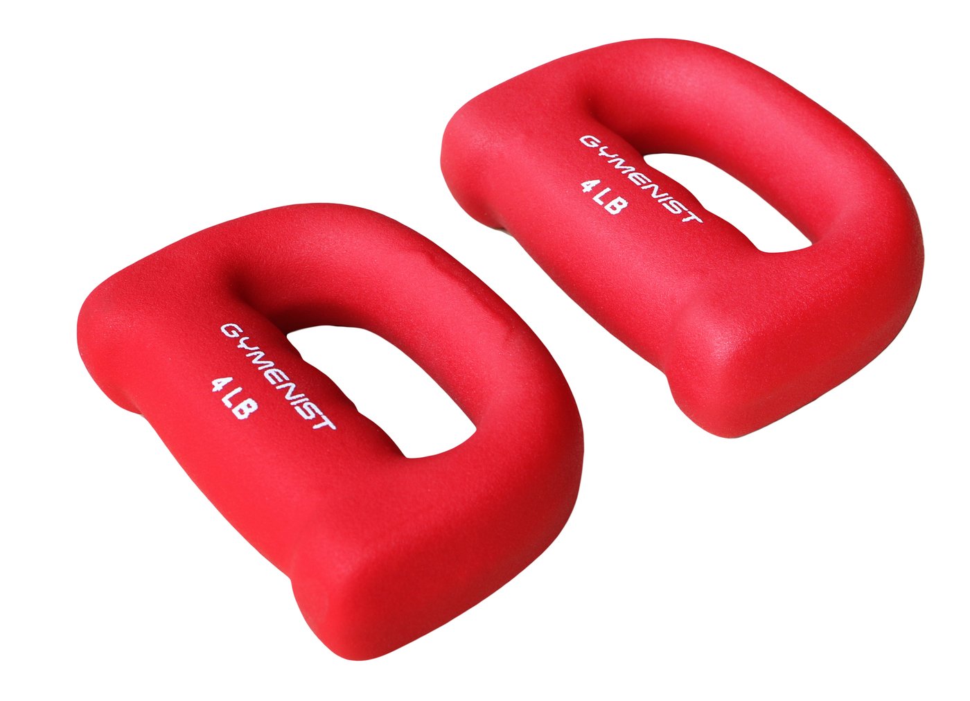 Gymenist Set of 2 Hand Shaped Neoprene Exercise Workout Jogging Walking Cardio Dumbbells Pair (4-LB Red)