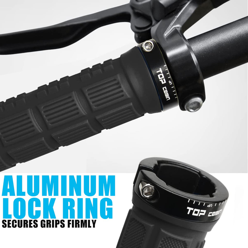 Topcabin Bike Grips Double Lock On Locking Bicycle Handlebar Grips Cycle Bicycle Mountain Bike Bmx Floding (Rubber Grips Black 1