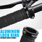 Topcabin Bike Grips Double Lock On Locking Bicycle Handlebar Grips Cycle Bicycle Mountain Bike Bmx Floding (Rubber Grips Black 1