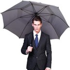 G4Free 62 Inch Automatic Open Golf Umbrella Extra Large Oversize Double Canopy Vented Windproof Waterproof Stick Umbrellas(Grey)