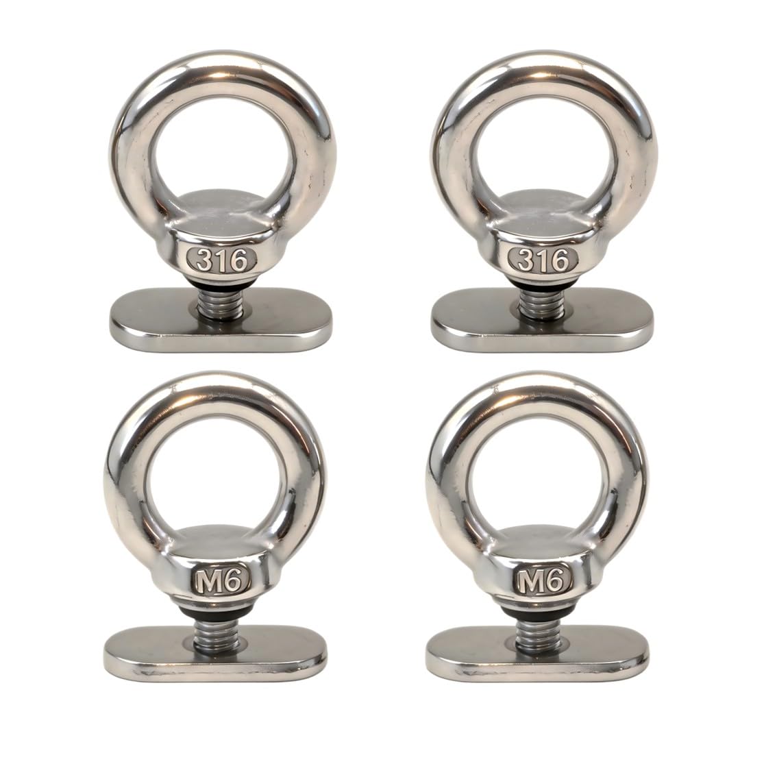 Kayak Track Mount Tie Down Eyelet 4 Pack, 316 Stainless Steel Rail Accessories for Kayak Canoe Boat RV Trailer Sailboat
