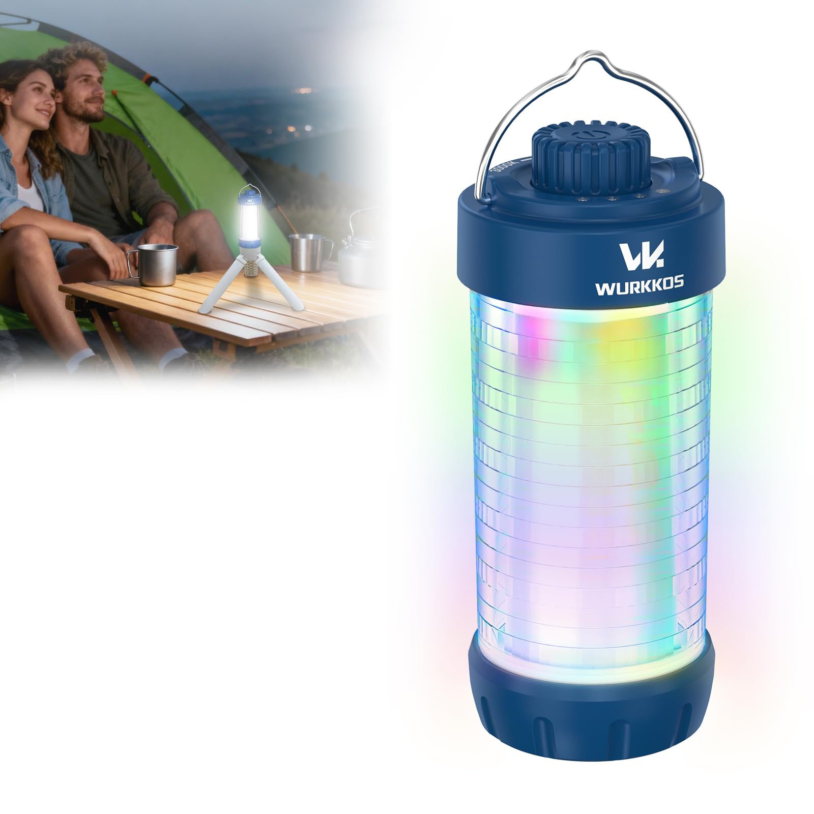 Wurkkos CL01 Camping Lantern Rechargeable, 550LM Led Lantern with Magnet Base, RGB light, Up to 300H Runtime, Camping Essentials