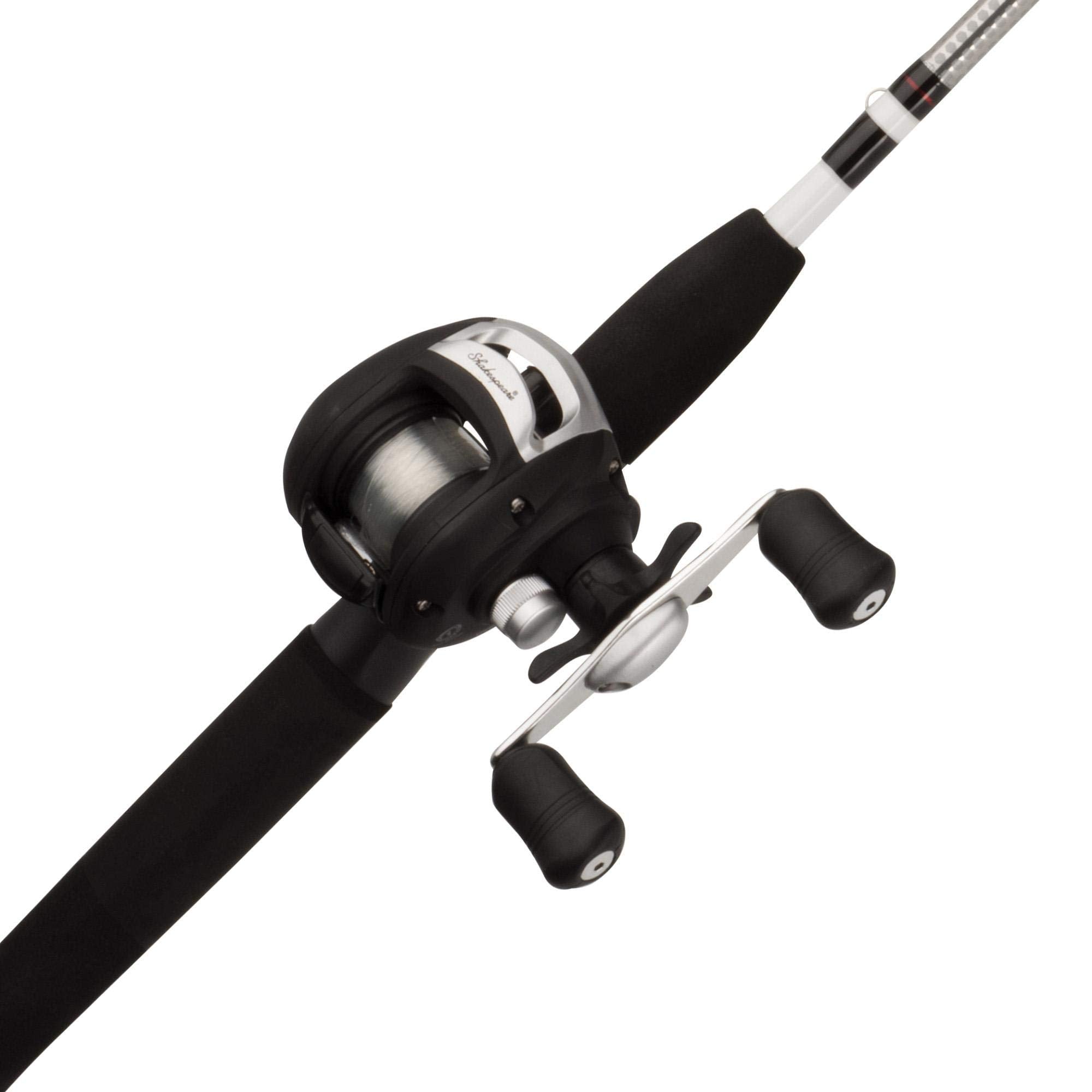 Shakespeare Alpha Baitcasting Reel And 6' Fishing Rod Combo, Low Profile Reel, Right/Left Handle Position, 2-Piece Tubular Glass