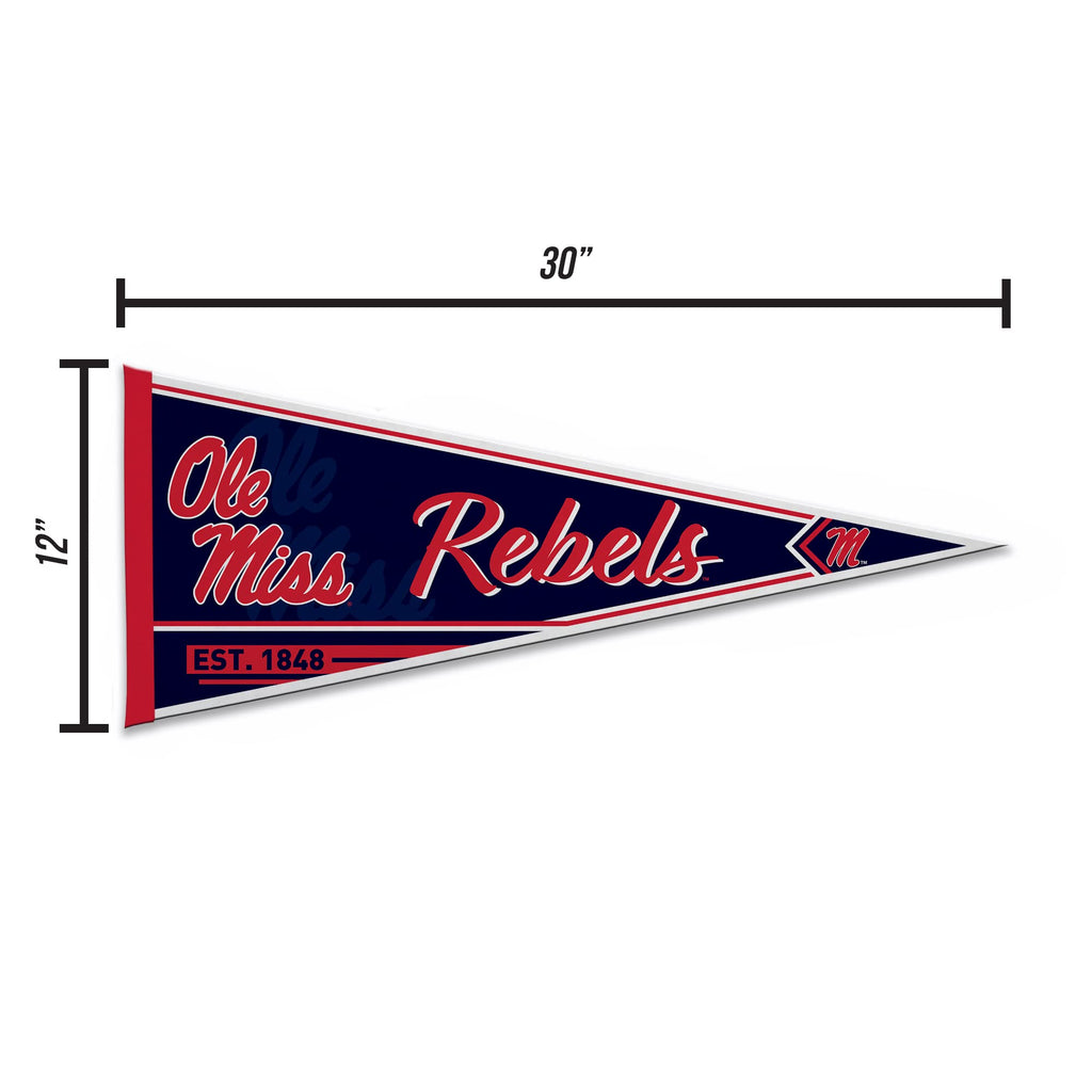 Rico Industries Ncaa Mississippi Rebels - Ole Miss Classic 12'' X 30'' Felt Wall D  Cor Pennant - Great For Home/Bed Room/Man Ca