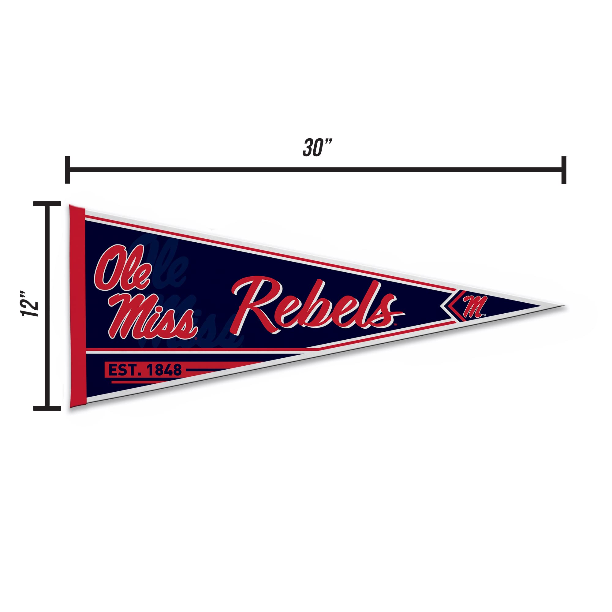Rico Industries Ncaa Mississippi Rebels - Ole Miss Classic 12'' X 30'' Felt Wall D  Cor Pennant - Great For Home/Bed Room/Man Ca