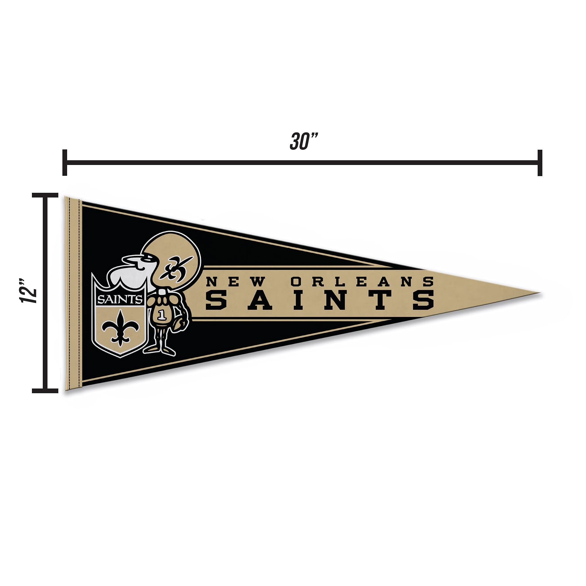 Rico Industries Nfl Football New Orleans Saints Retro 12'' X 30'' Felt Wall D  Cor Pennant - Great For Home/Bed Room/Man Cave D