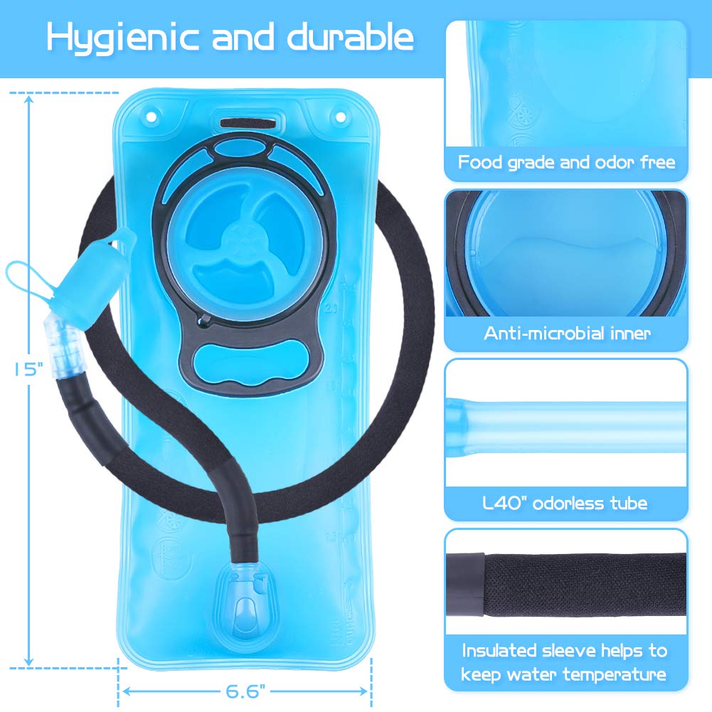 2L Hydration Bladder 2 Liter 70Oz Water Bladder Reservoir Leak Proof Water Storage Bladder Bag With Insulated Tube, Hydration Pa