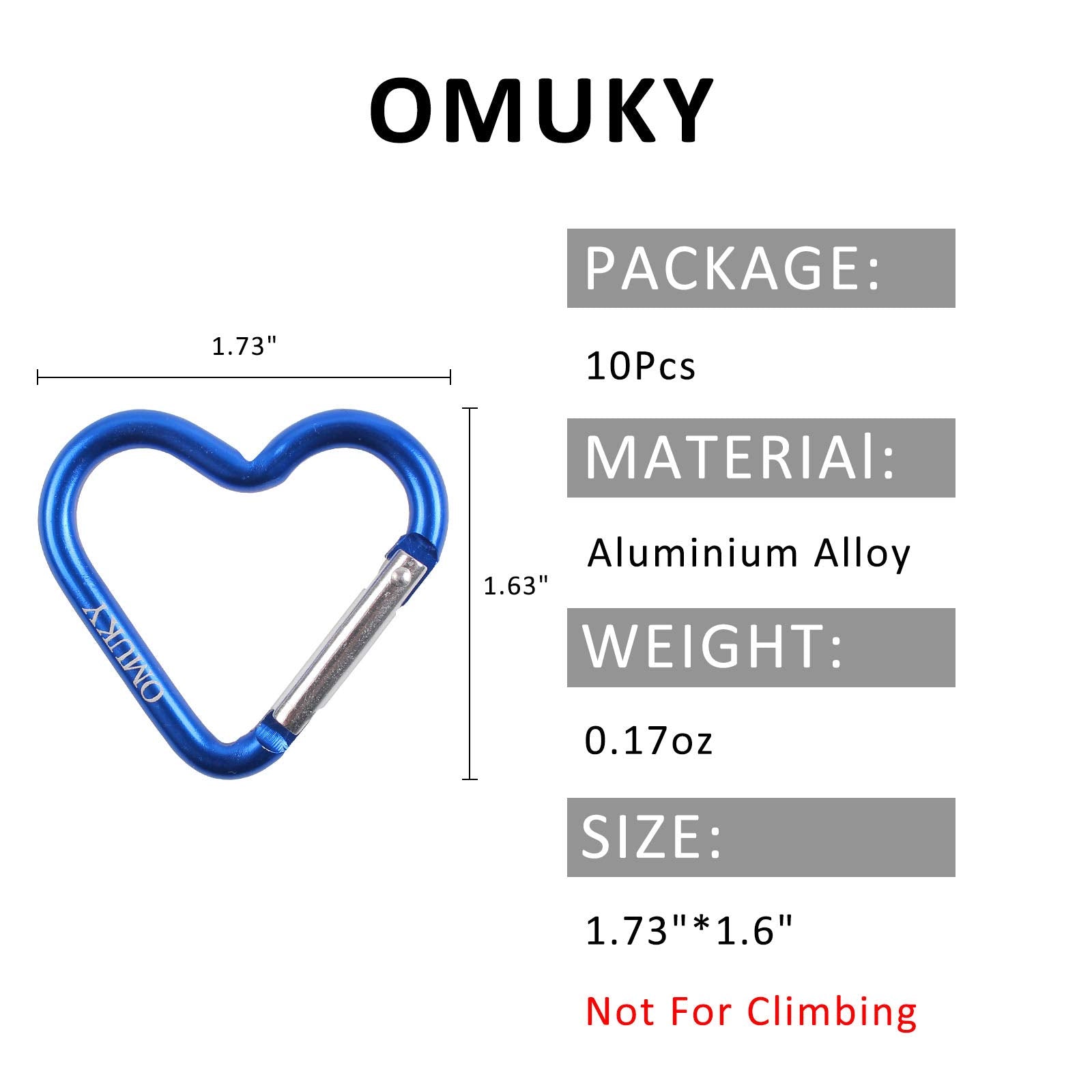 Omuky Multicolor Carabiner Hook Heart Shape Clips Camping Accessories Keychain For Outdoor Hiking Traveling 10-Pack (Heart-10Pcs