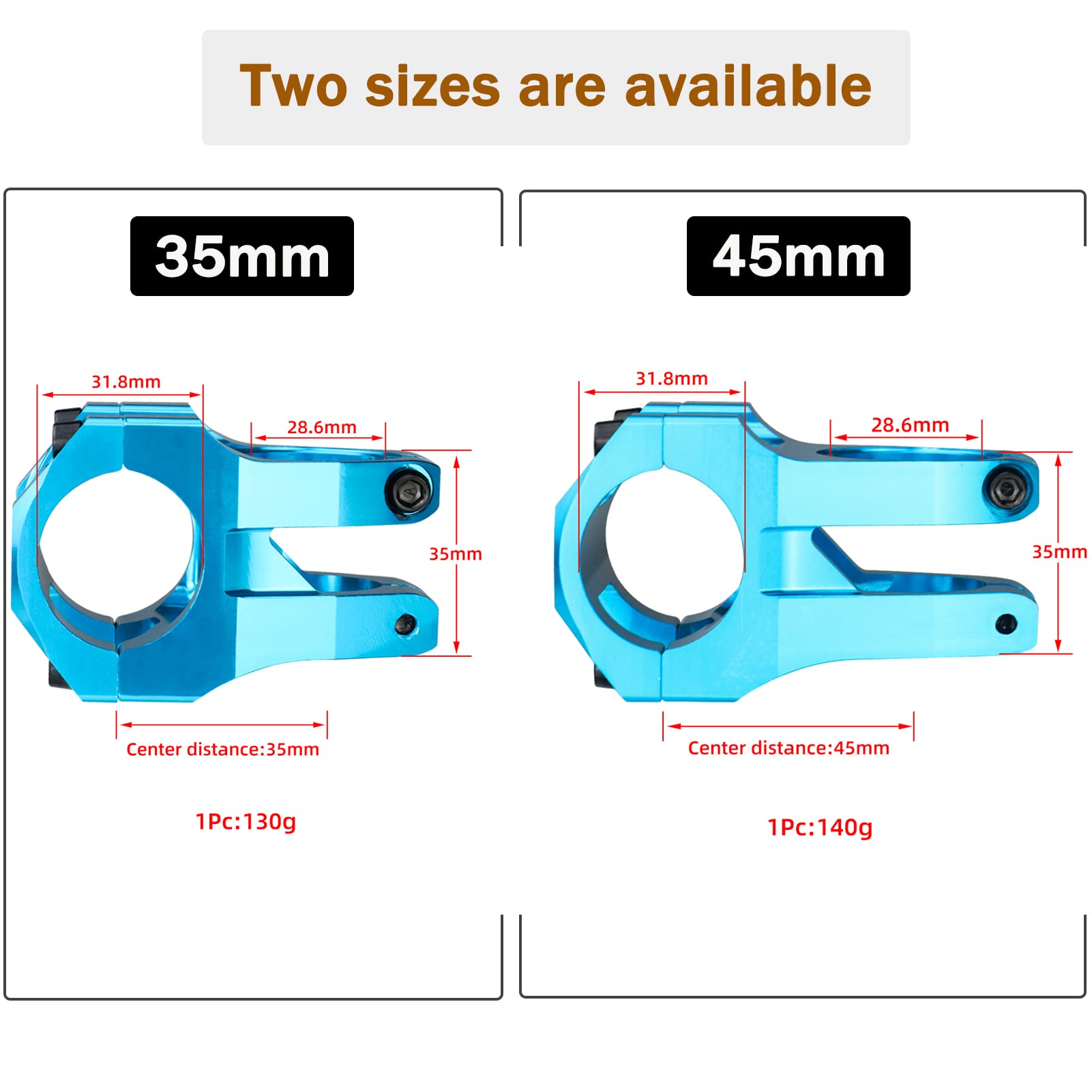 Cysky 31.8 Stem 45Mm Mtb Stem Mountain Bike Stem Riser Handlebar Short Stem For Most Road Bike Stem, Mtb Stem, Bmx Stem, Bicycle