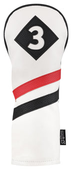 Majek Retro Golf Headcovers White Red And Black Vintage Leather Style 1 3 5 X H Driver Fairway And Hybrid Head Covers Fits 460Cc