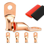 4Pcs Battery Cable Ends, 20 Gauge Wire Connectors 516 Copper Wire Lugs, Bare Copper Eyelets With Heat Shrink Tubing By Housun