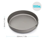 Lixada Ultralight Titanium Frypan Outdoor Camping Hiking Picnic Cooking Frying Pan 1000Ml With Folding Handle