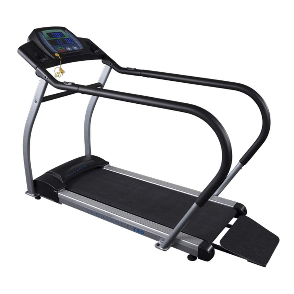 Body Solid (T50) Endurance Cardio Walking Treadmill - Adjustable Speed, Full-Length Handrails, Wide Ramp, Heart Rate Monitor, Le