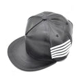 Bolax Black Leather Hip Hop Cap With Stripes