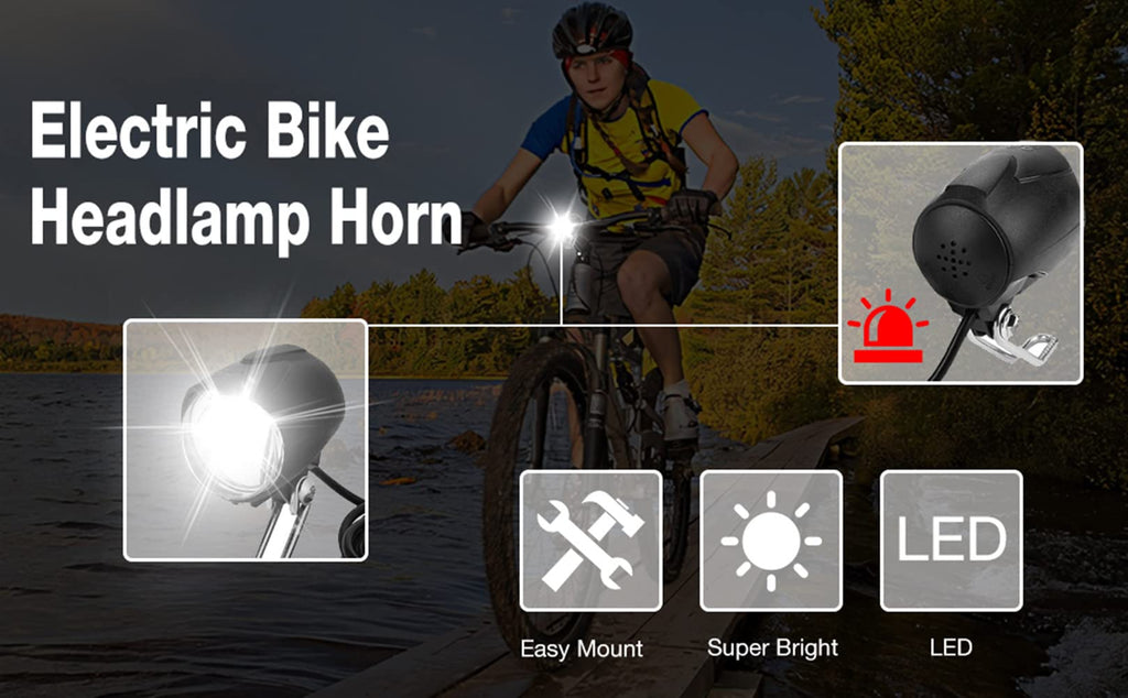 48V Ebike Light,2 In 1 Bike Headlight Front Light Led Lamp Horn For Electric Bicycle E Bike 6V Led Light For Bafang 48 Volt Bike
