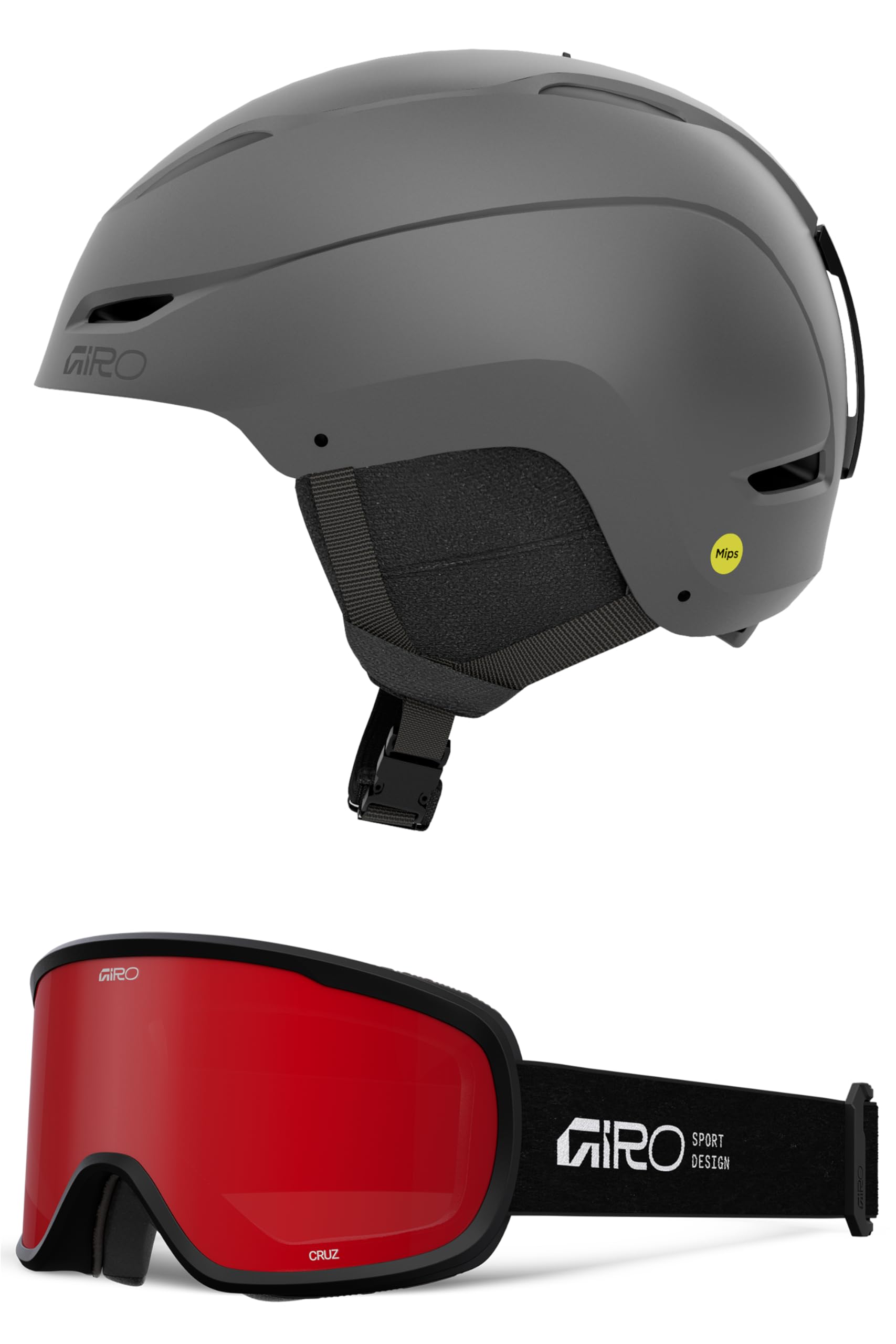Giro Ratio MIPS Snow Helmet/Goggle Combo - (Combo) Matte Titanium - Black Stacked - Size Medium