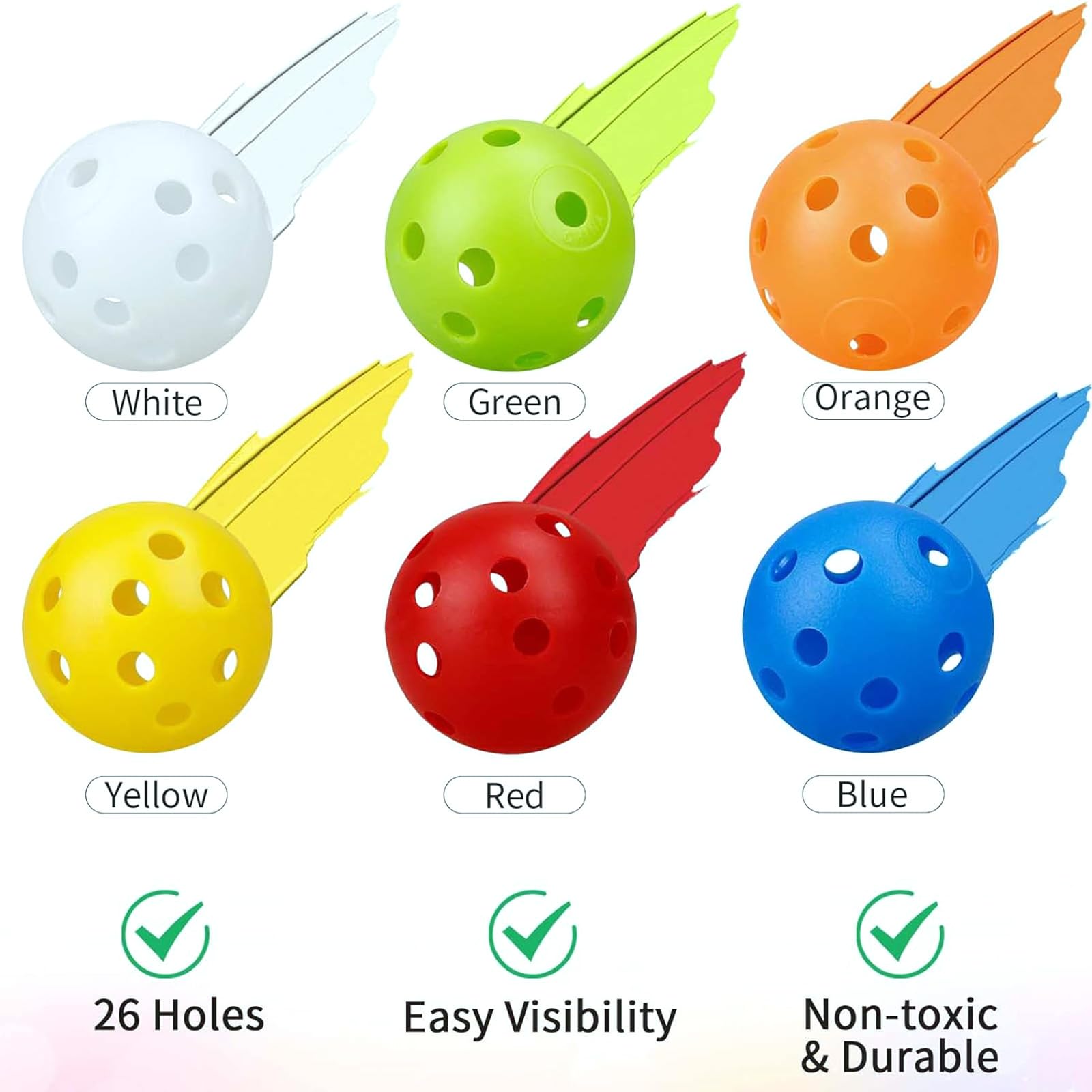 Kofull Colored Golf Practice Ball, 50Pack 42Mm Hollow Sports Golf Training Balls Plastic Airflow Good For Your Pets-(Multicolor)