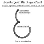 Lovebodyjewelry 2Pcs 20G 10Mm Hinged Hoop Nose Ring Black Septum Ring Clicker 316L Surgical Steel Nose Hoop 20 Gauge Cartilage E