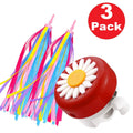 kortes 1 Pack Kids Bike Bell and 2 Pack Kids Bike Streamers for Childrens Bike Accessories (Pink, Red,& Blue) (Red & White)