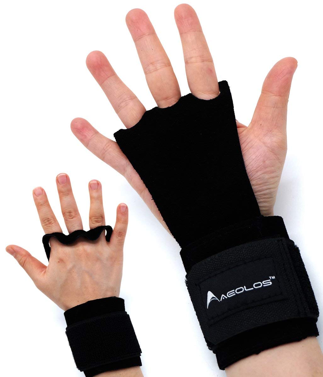 Aeolos Leather Gymnastics Hand GripsGreat For Gymnastics, Pull Up, Weight Lifting, Kettlebells And Crossfit Training  Black, X