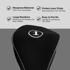 Black Golf Zipper Head Cover Driver 1 Headcover Neoprene Traditional Plain Protective Cover Fits Drivers Up To 460Cc For Golfing