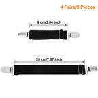 Boao 8 Pieces Elastic Adjustable Boot Straps Clips Pant Stirrups Elastic Leg Straps For Women And Men Favors (Black)