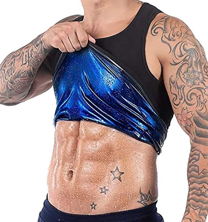 Bstar Heat Training Sweat Vest, Black, Universal Fit, Nylon Compression Workout Enhancer For Men, Tummy Shaper Black (S)