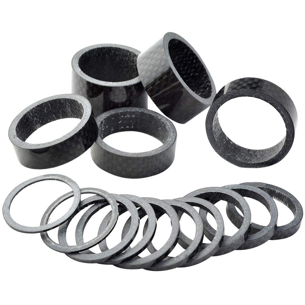 Fengek 15 Pcs Headset Spacer For Bicycle, 7 Sizes Carbon Fiber Road Bicycle Stem Headset Spacers Kit For 1-1/8 Inch Stem, 1Mm 2M