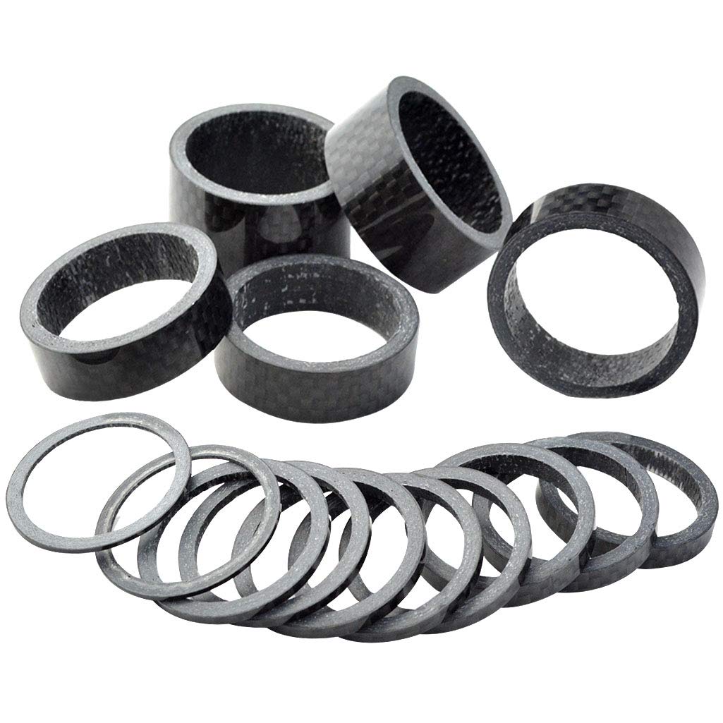 Fengek 15 Pcs Headset Spacer For Bicycle, 7 Sizes Carbon Fiber Road Bicycle Stem Headset Spacers Kit For 1-1/8 Inch Stem, 1Mm 2M