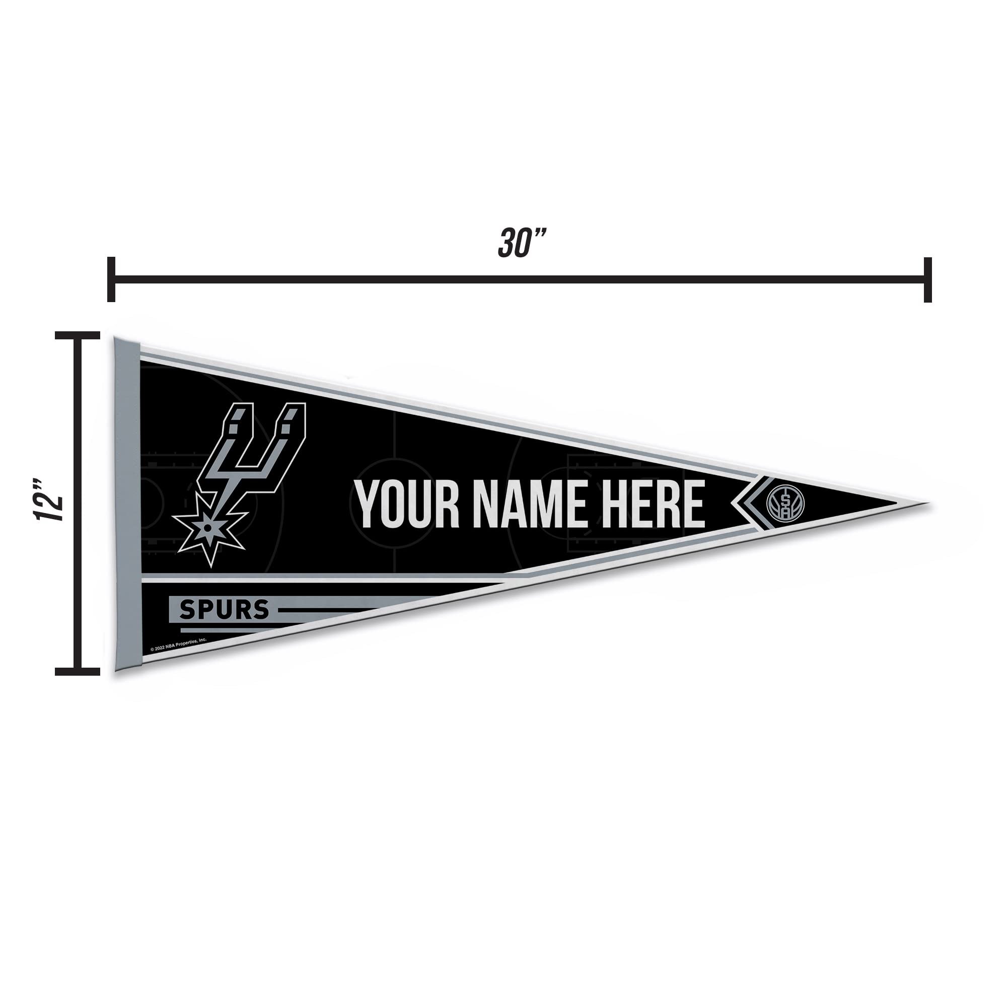 Rico Industries Nba Basketball San Antonio Spurs Personalized - Custom 12'' X 30'' Soft Felt Pennant - Ez To Hang