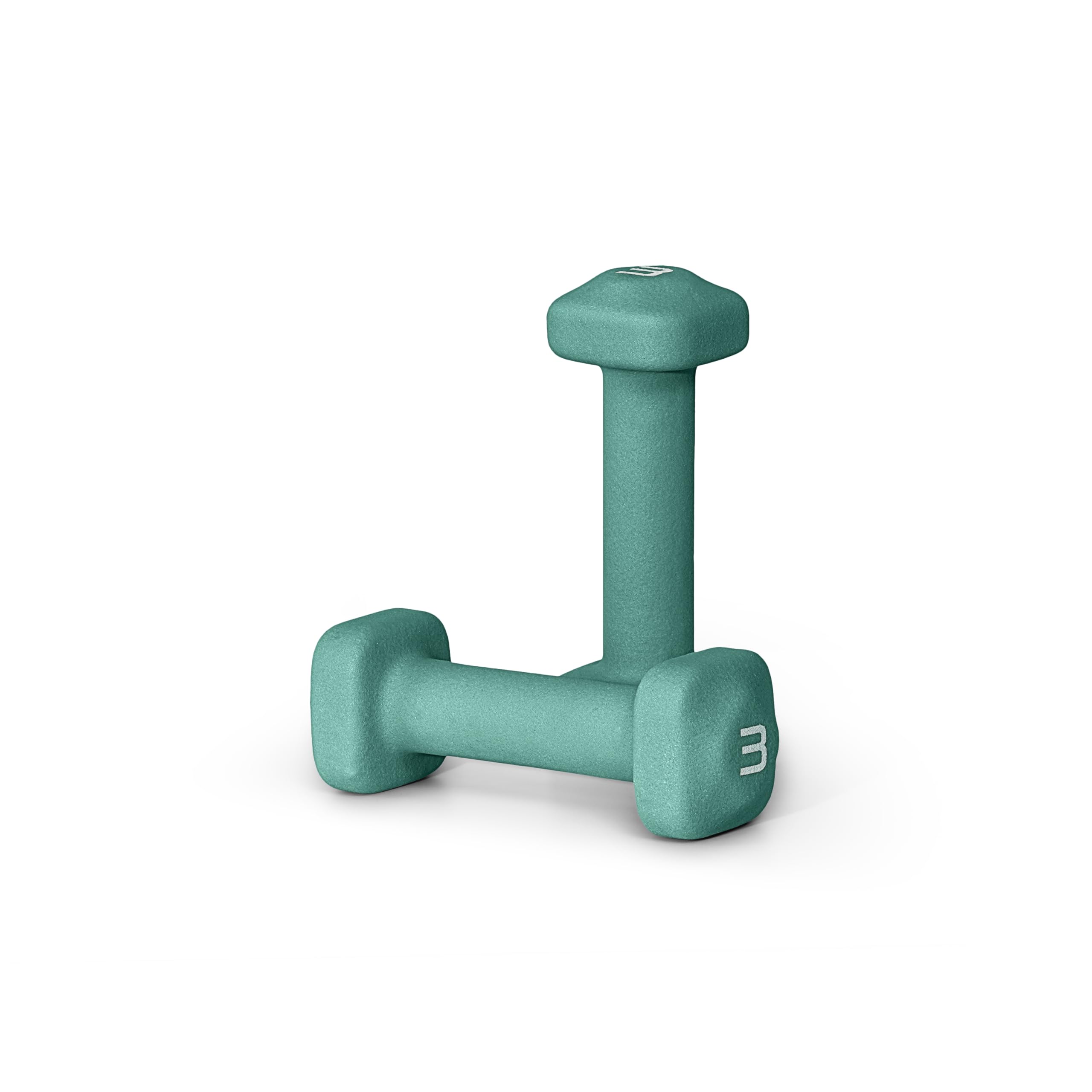 Tone Fitness 3 lb Neoprene Dumbbell Pair for Home Workouts - Non-Slip Design - Teal
