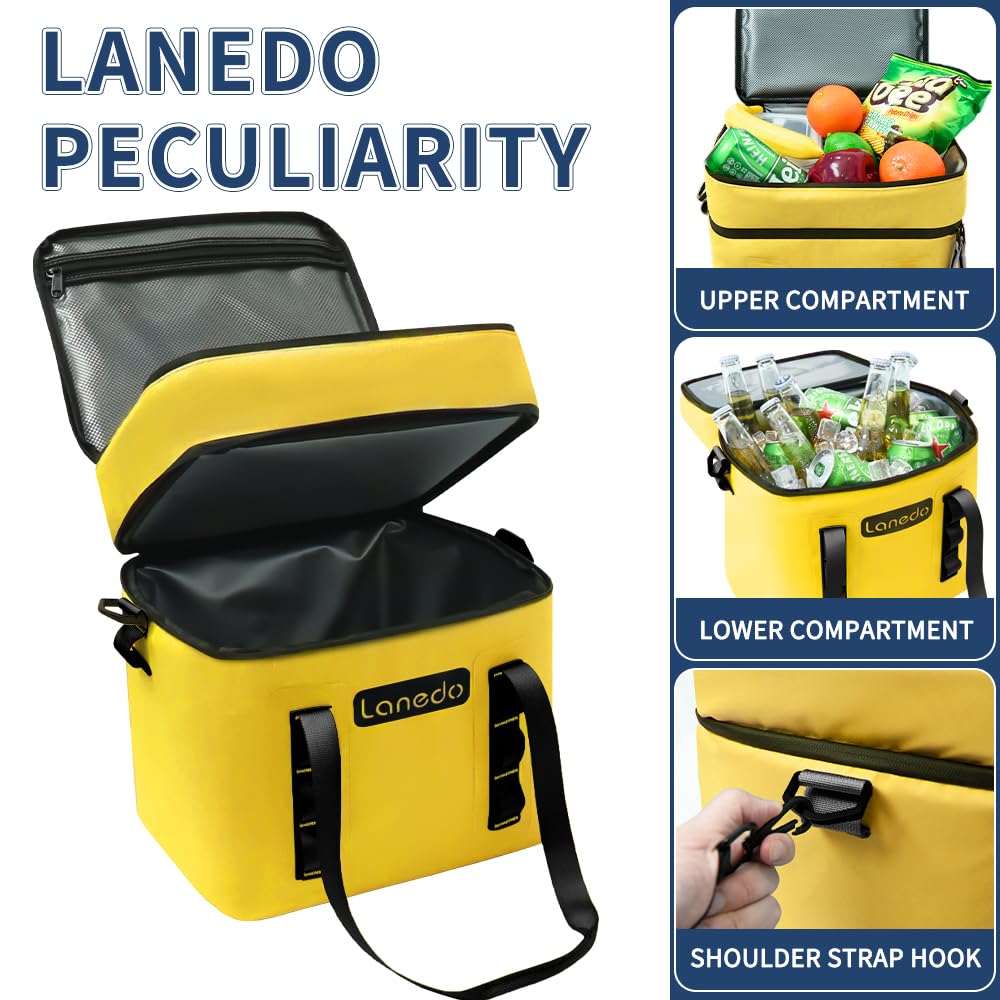 Lanedo Lunch Soft Cooler 20 Can, Soft Carrying Handle Insulated Bag Portable Ice Chest Box For Lunch, Beach, Drink, Beverage, Tr