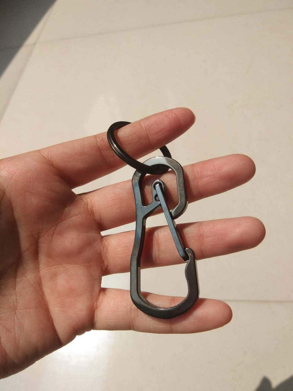 Alsmiley Stainless Steel Carabiner Clip Retractable Ring Set Keychain Quick Release Hooks For Men Women Black