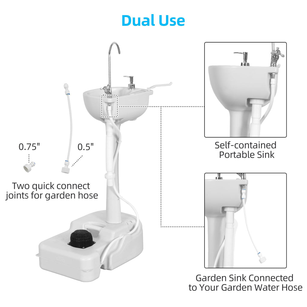 Yitahome Upgrated Portable Sink Camping Hand Washing Station With 17 L Wash Basin Stand, Rolling Wheels, Soap Dispenser, Towel H