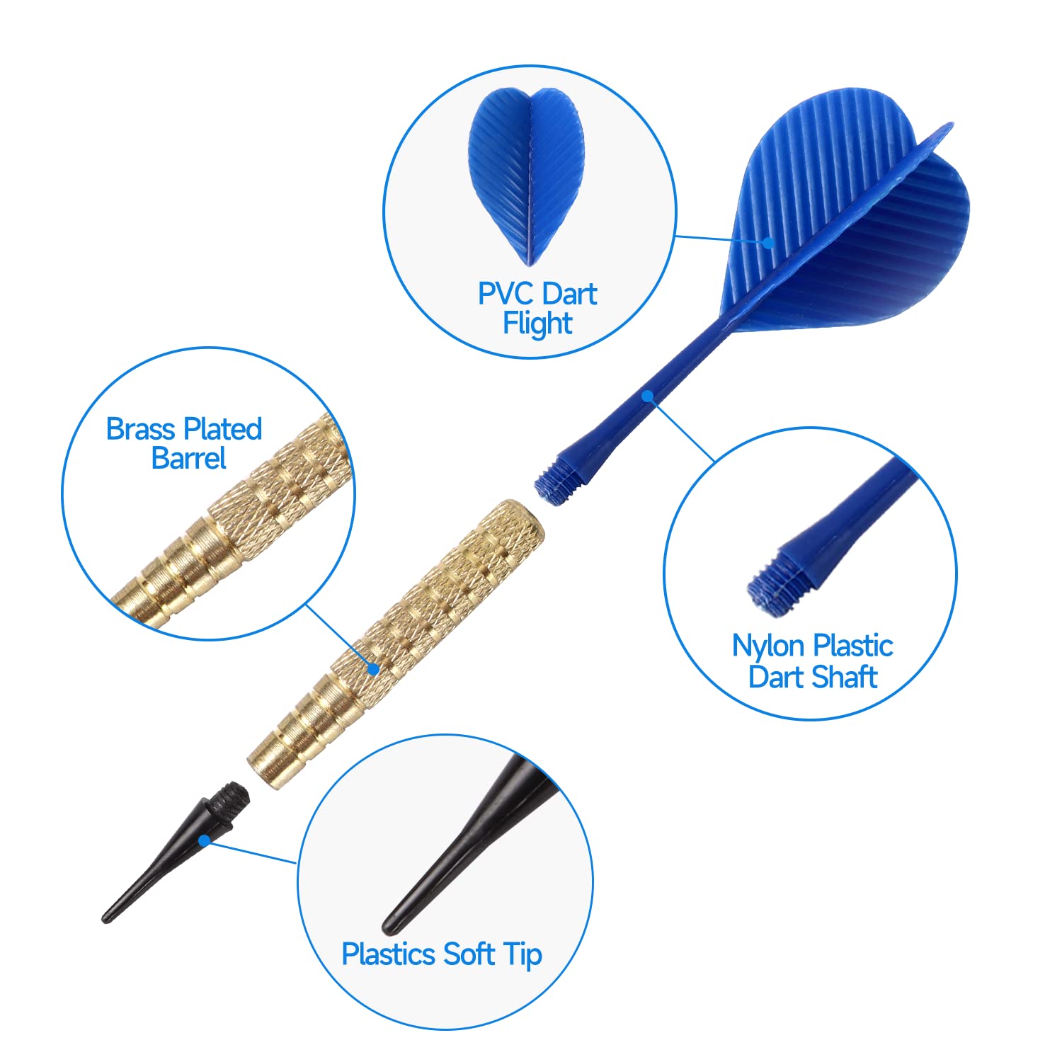Gse 12 Pcs Soft Tip Darts, Bar Dart, Plastic Tip Darts For Electronic Dart Board. Plus 60 Free Dart Tips